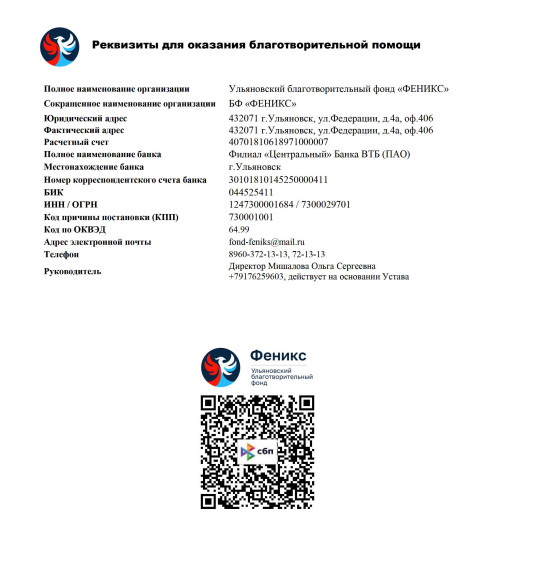 Фонд «Феникс» осуществляет деятельность по помощи участникам СВО. Фонд «Феникс» осуществляет деятельность по помощи участникам СВО.